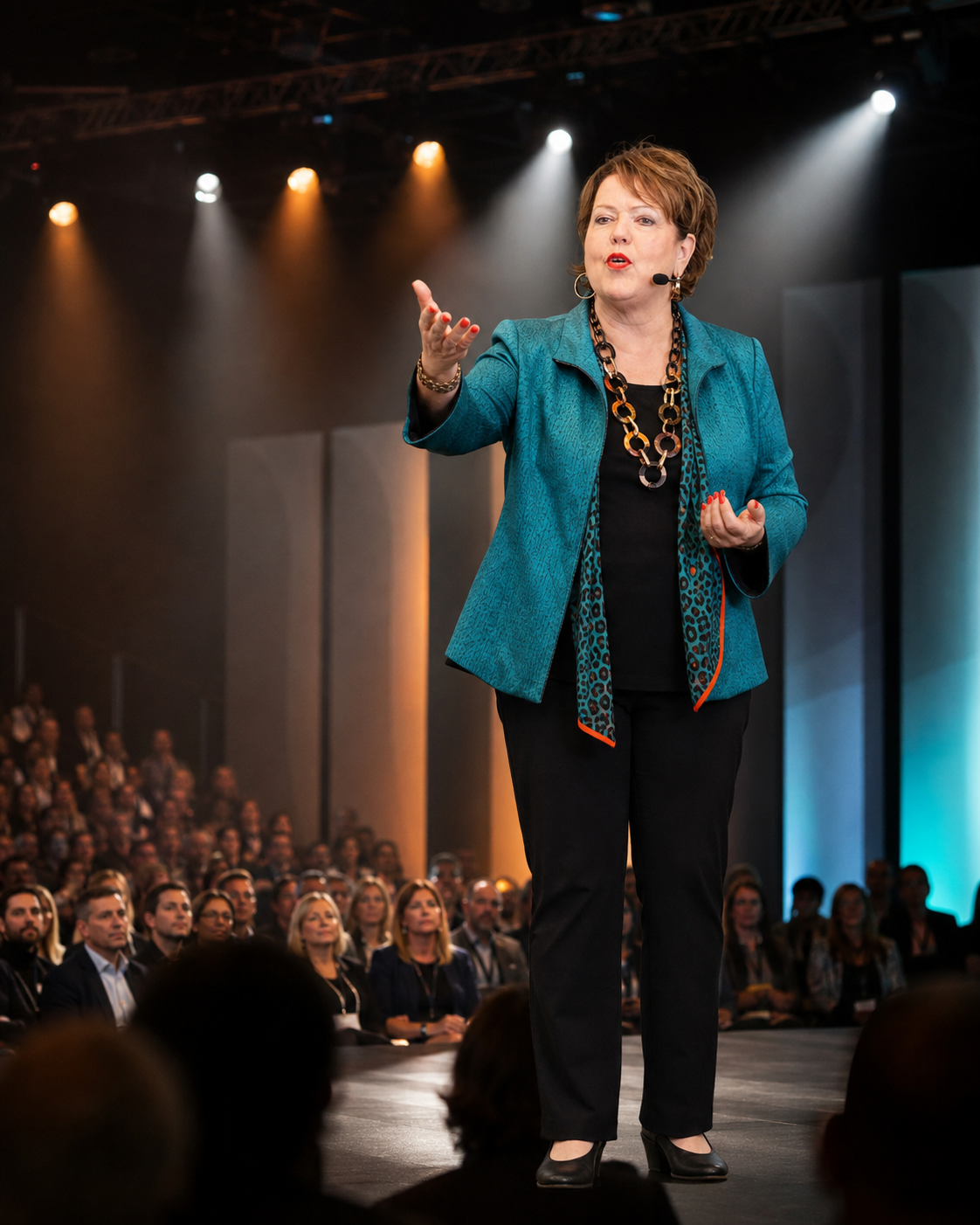 Denise Gabel delivering a keynote